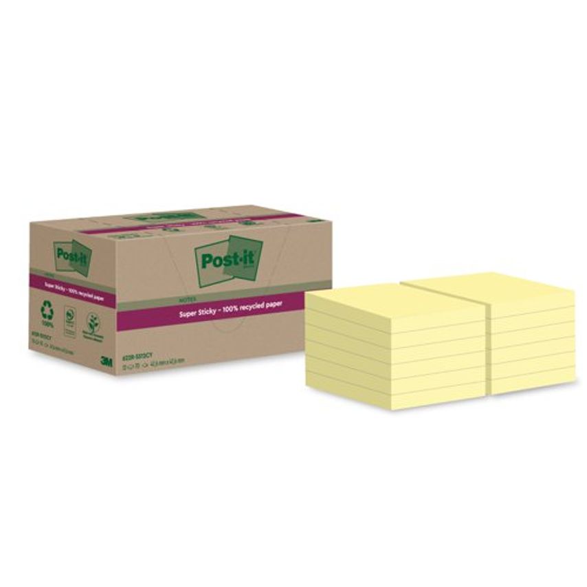 Post-it SS Recy 47.6 X 47.6 Can YW PK12