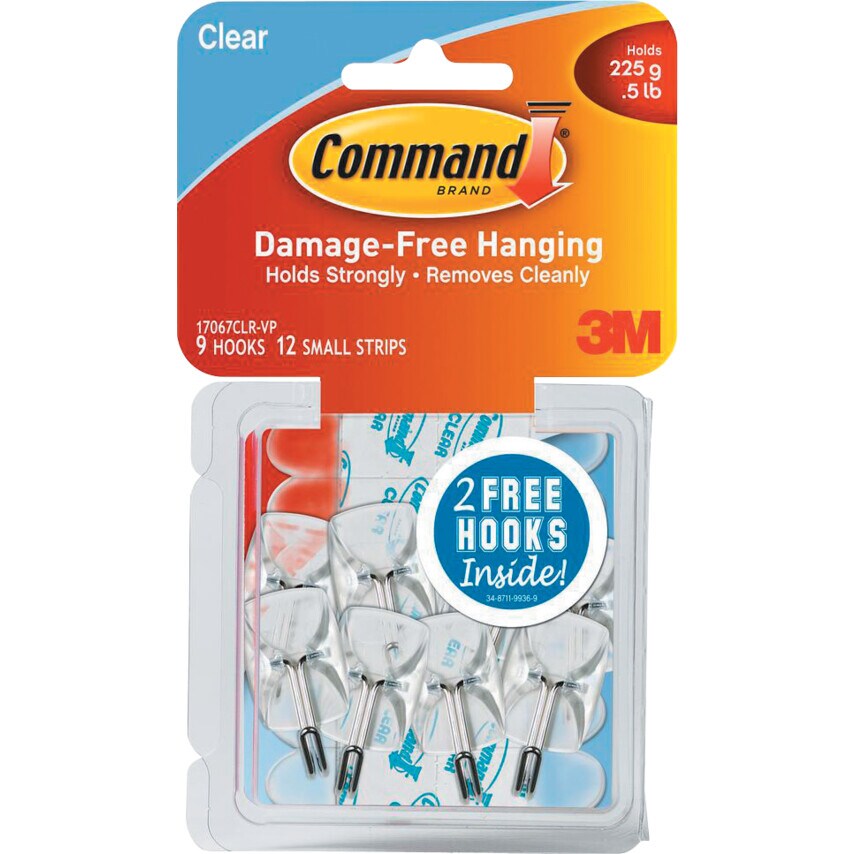 3M 17006CLR Command Mini Clear Hookswith Strips (PK-6)