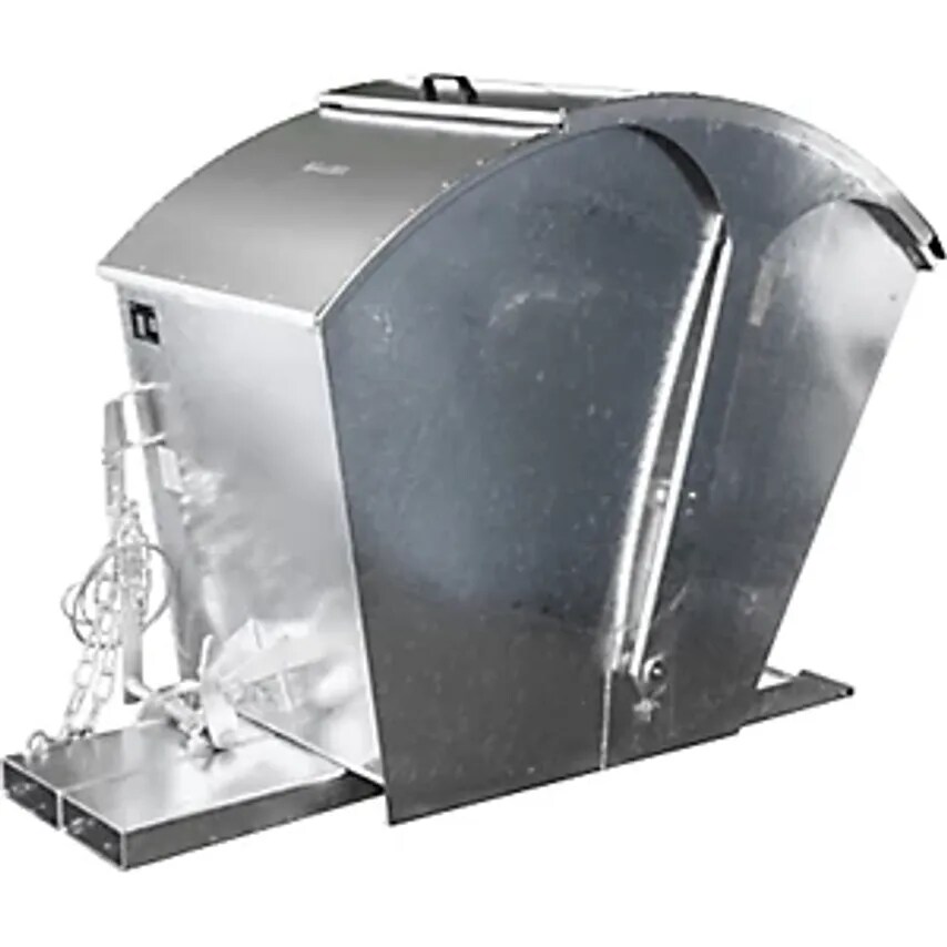 EUROKRAFTpro Tilting Skip with Round Lid, Capacity 075 M, Hot Dip Galvanised