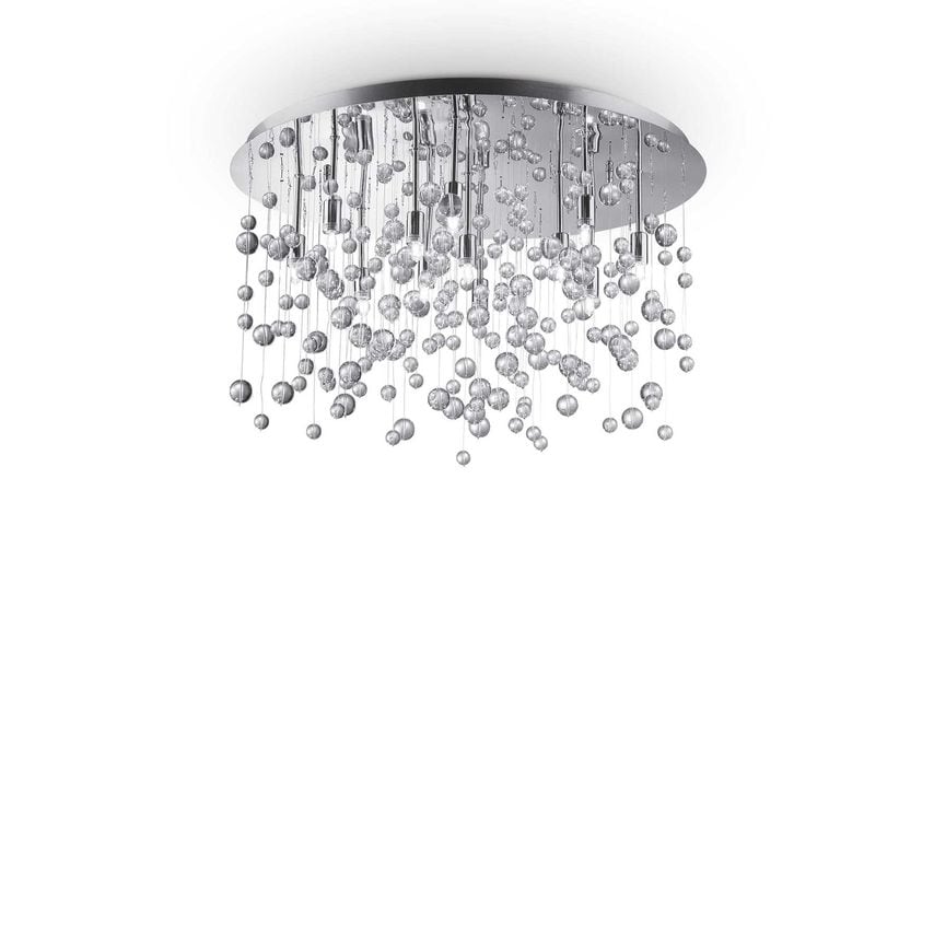 Netlighting Neve 12 Light Large Semi Blown Glass Bubbles Flush Ceiling Pendant C