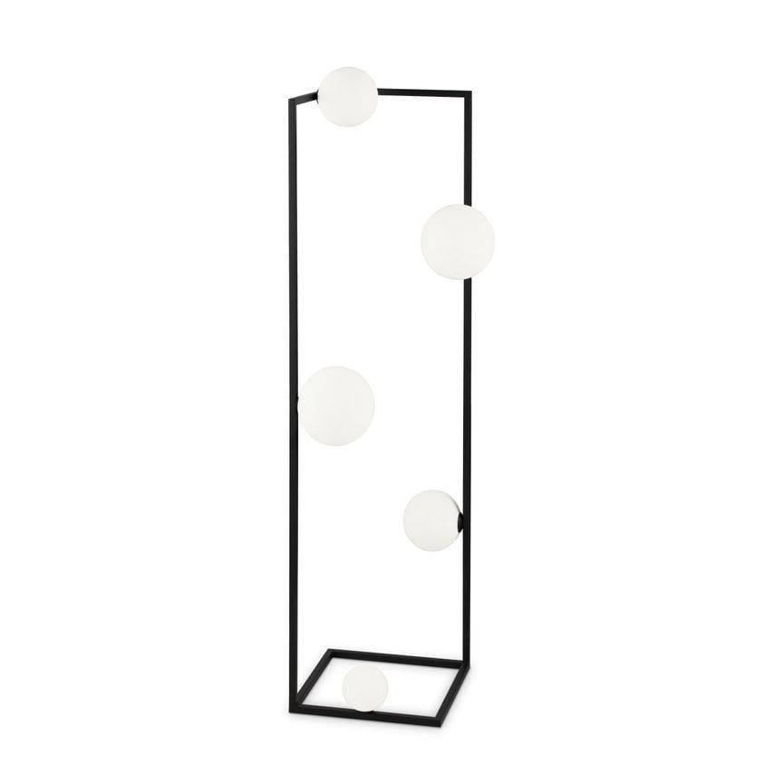 Ideal Lux Lighting Angolo 5 Light Floor Lamp Black, In-Built Switch