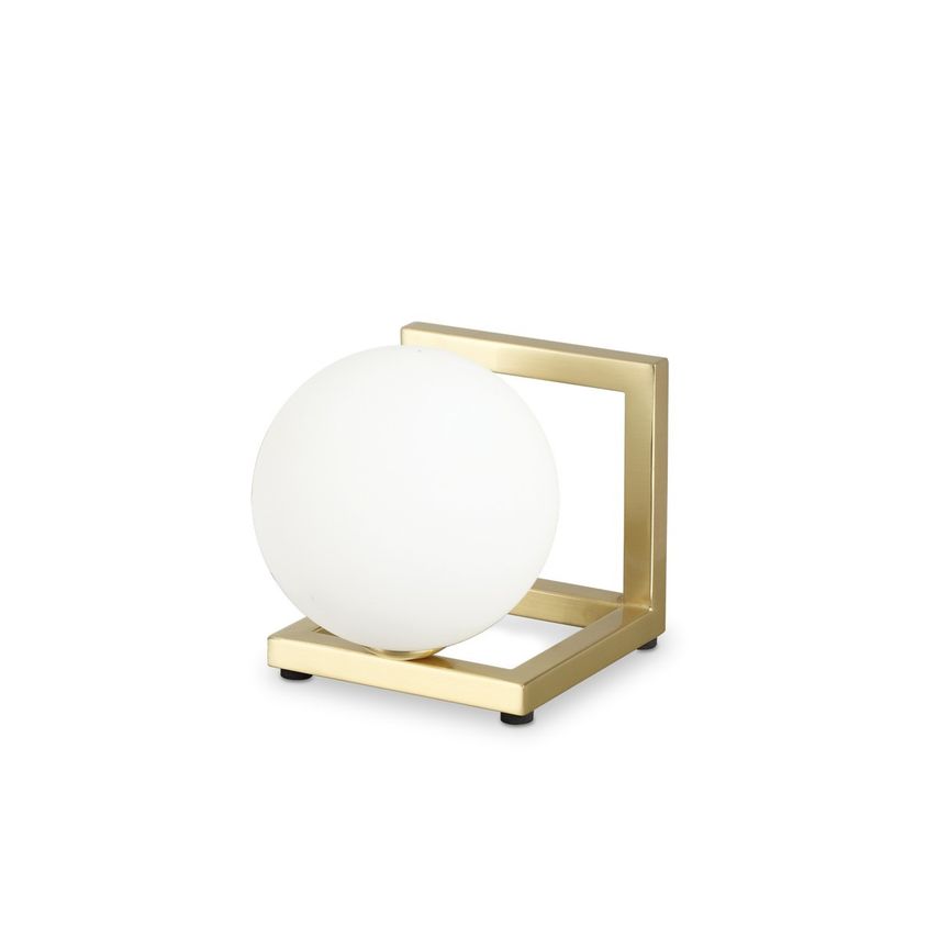 Ideal Lux Lighting Angolo Globe Table Lamp Brass, In-Built Switch