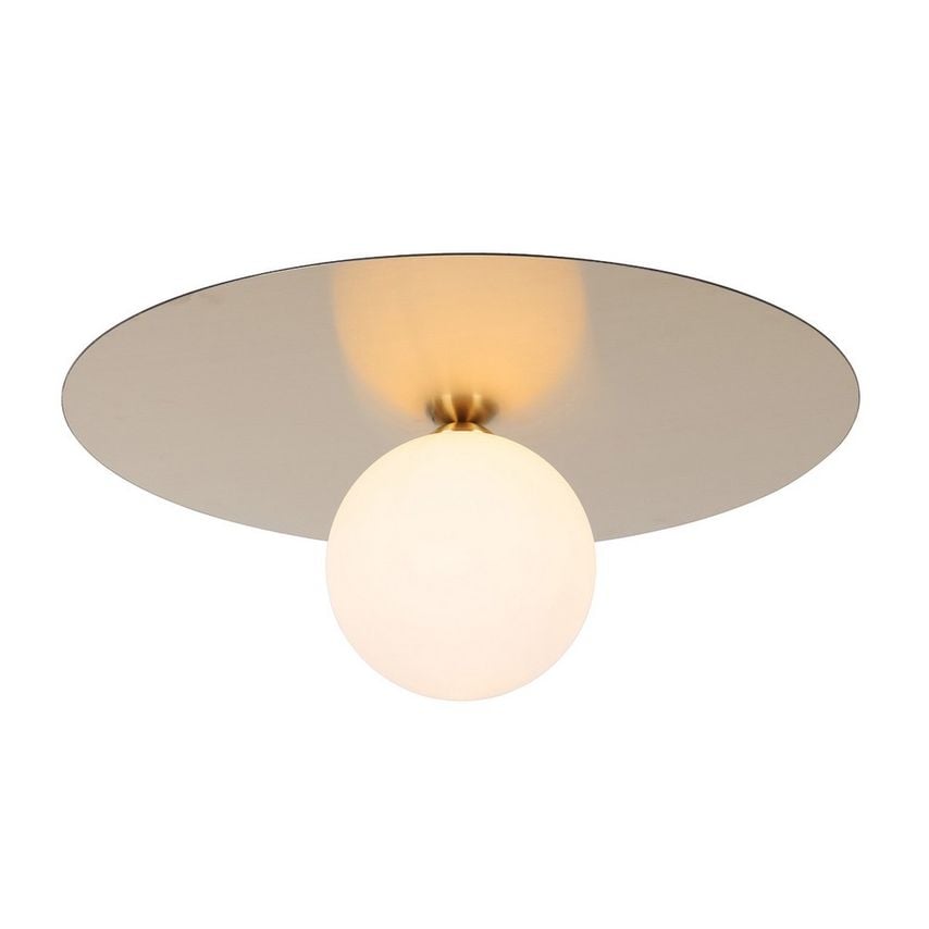 Italux Lighting Modern Flush Ceiling Light Golden Light with White Shade, G9