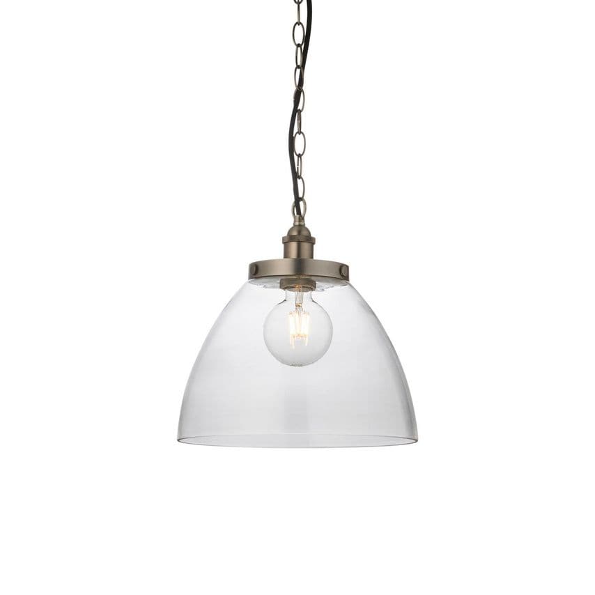 Endon Hansen Grand Dome Ceiling Pendant Brushed Silver Paint
