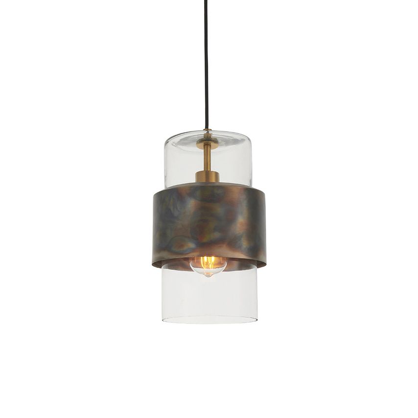 Merano Lighting Palermo Pendant Ceiling Light Bronze Patina Plate & Clear Glass