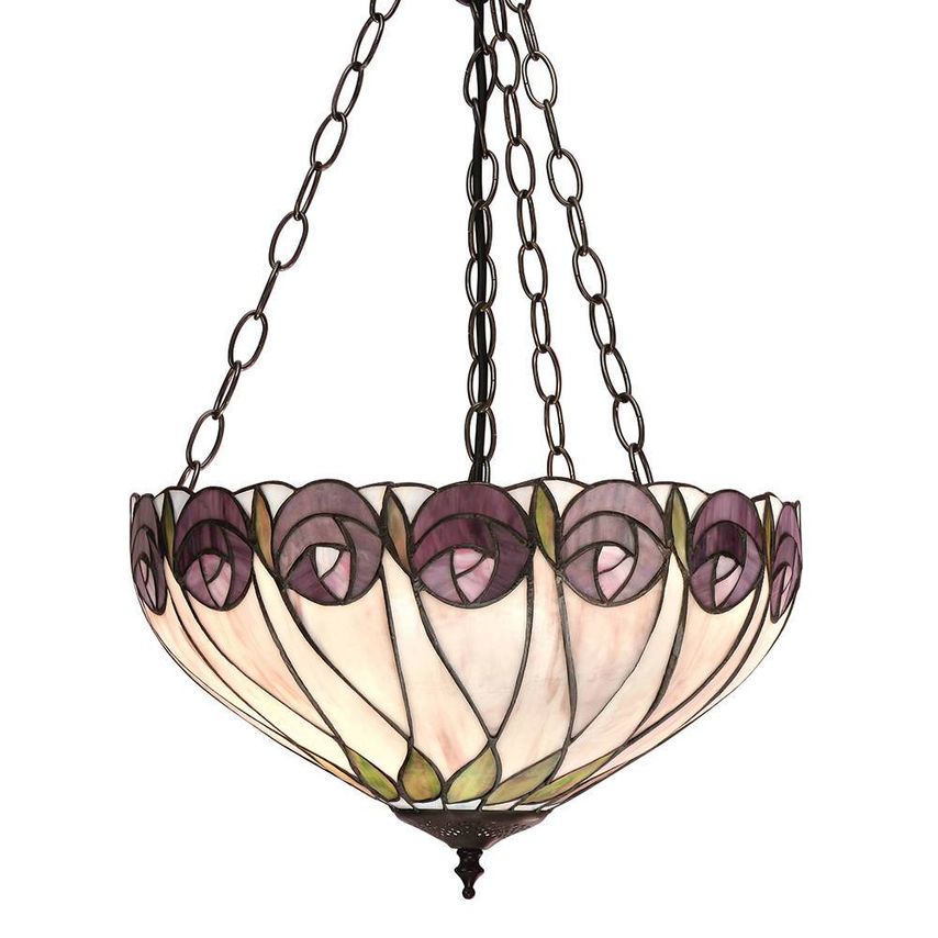Interiors 1900 Hutchinson 3 Light Medium Inverted Ceiling Pendant Bronze, Tiffan