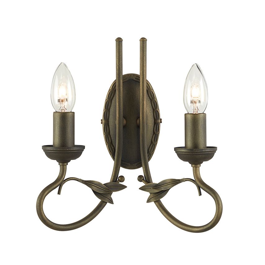 Elstead Lighting Olivia 2 Light Indoor Candle Wall Light Black, Gold, E14