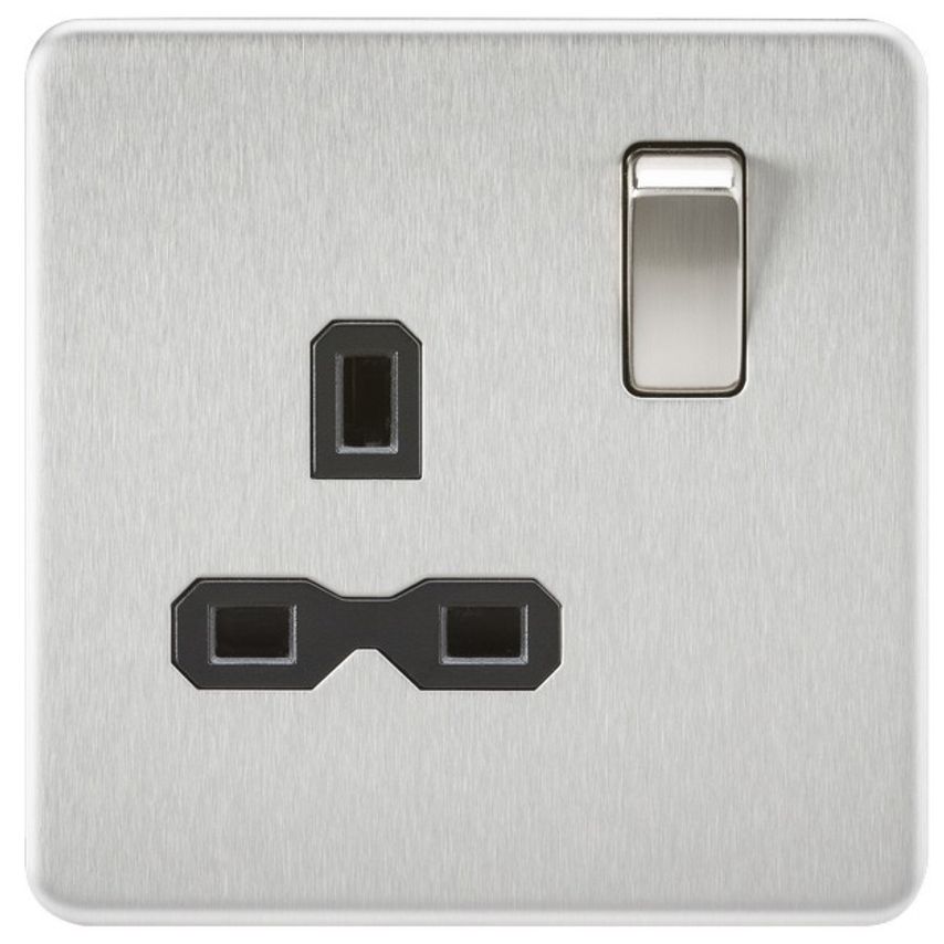 Netlighting Knightsbridge Screwless 13A 1G DP Switched Socket - Brushed Chrome w