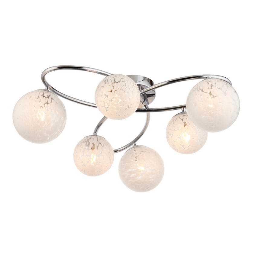 Netlighting Maye 6 Light Multi Arm Glass Semi Flush Ceiling Lamp Chrome