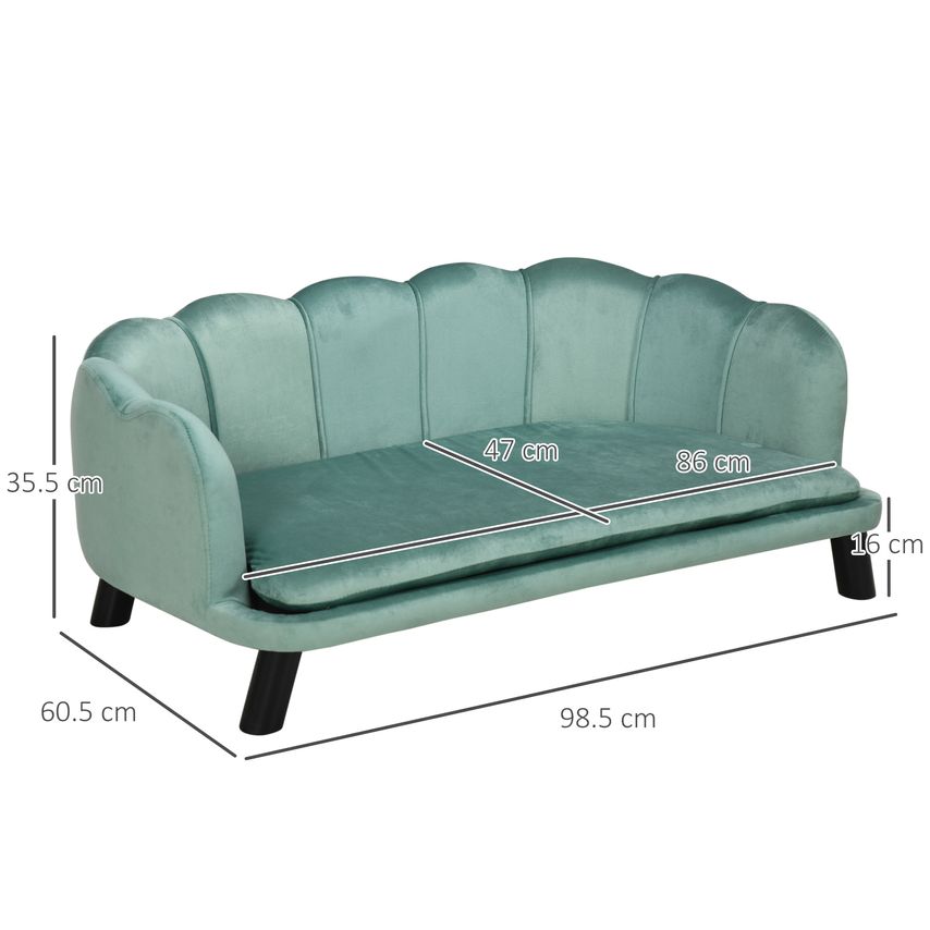 Dog Sofa Pet Couch Bed for Medium Large Dogs W/Legs Cushion Green