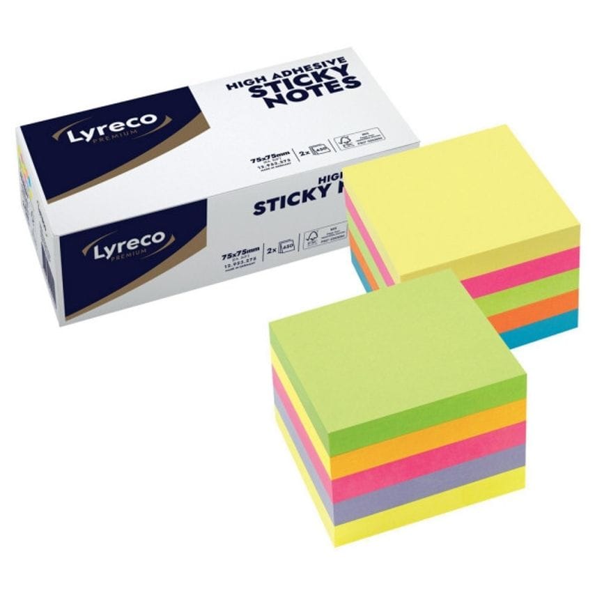 LYRECO Premium Sticky Cube - Assorted - 75 x 75mm - Pack of 2 - 12953275