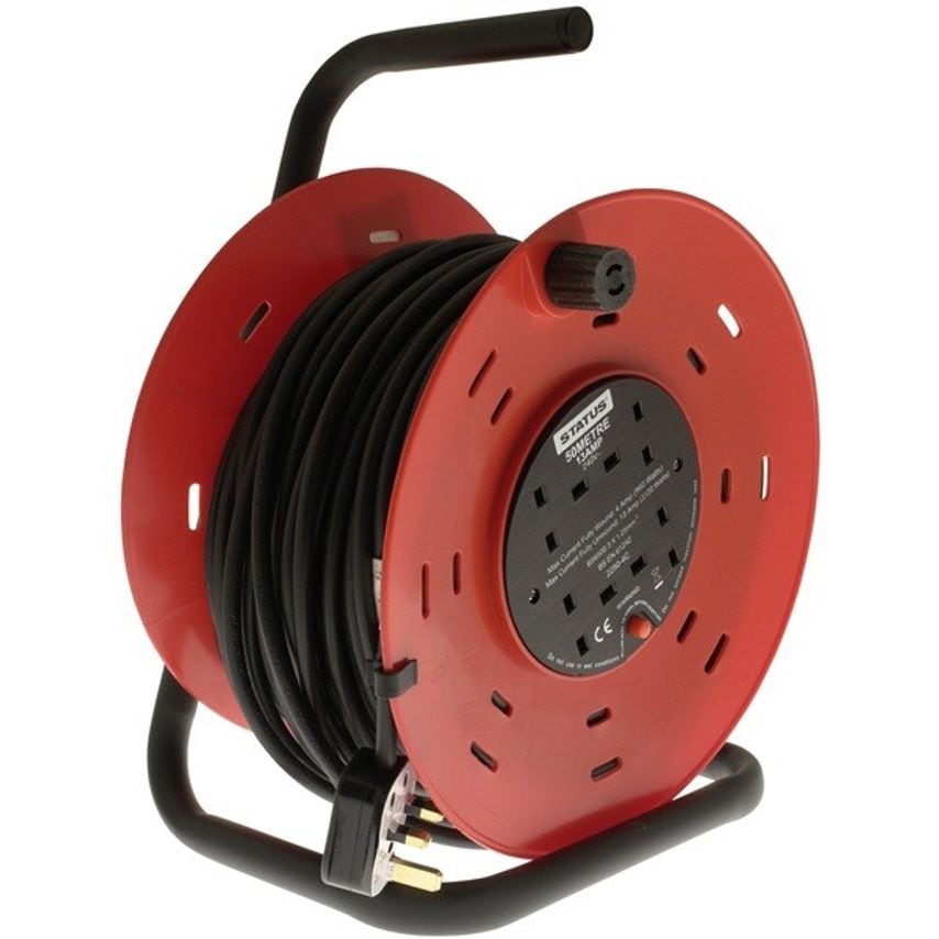 4 Way Open Frame Cable Reel - Red - 50m - S50M13ACRX1