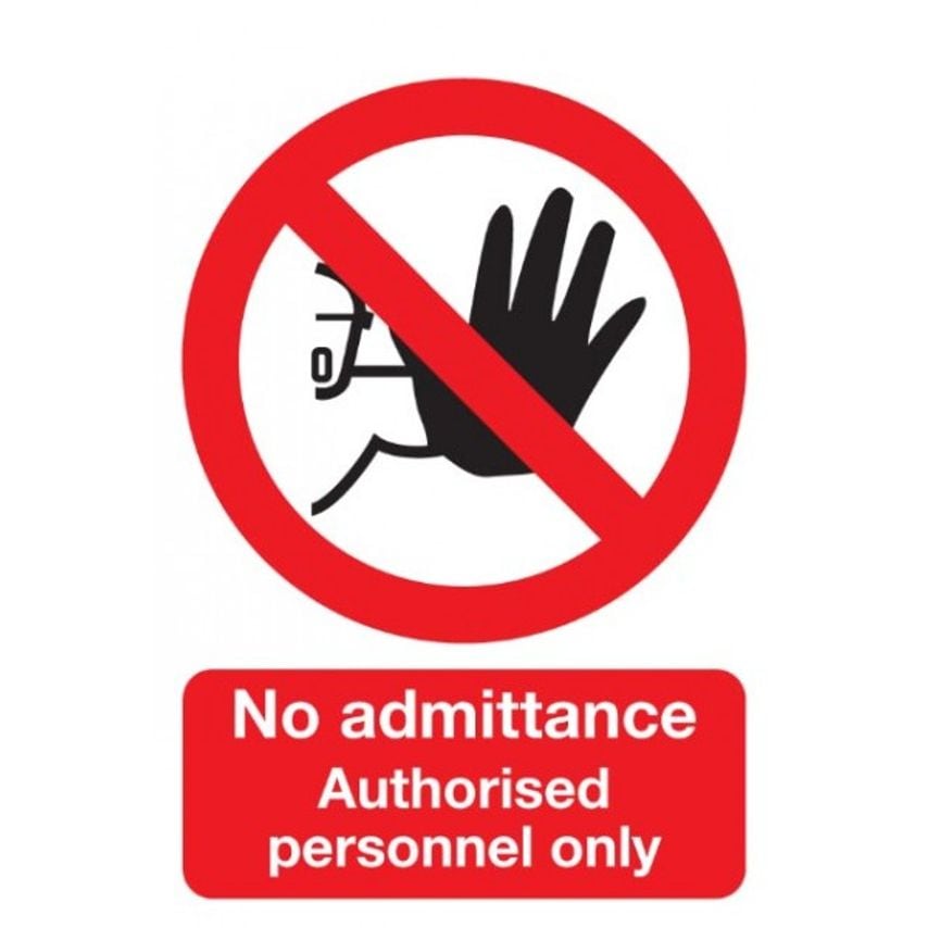 Signs & Labels Authorised Personnel Only Sign - Rigid Polypropylene - 210mm x 14