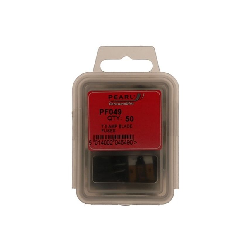 PEARL CONSUMABLES Fuses - Standard Blade - 7.5A - Pack of 50 - PF049