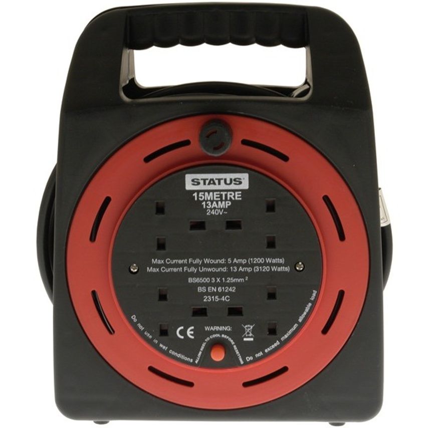 4 Way Cassette Cable Reel - Red - 15m - S15M13ACR4