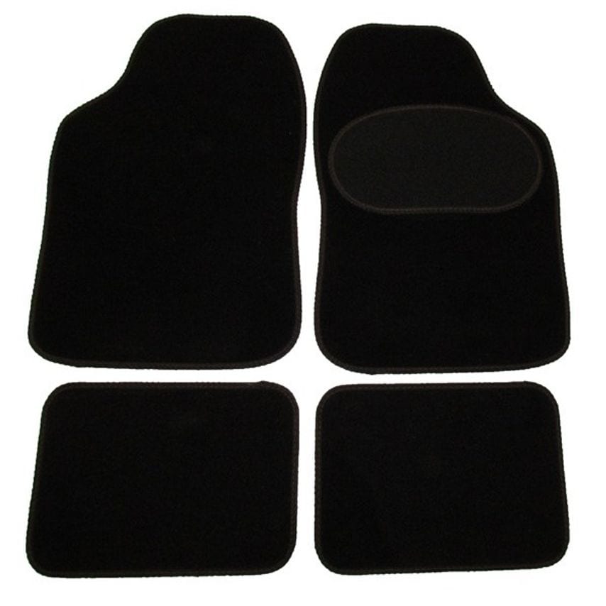 POLCO Luxury Universal Mat Set - Red Stitching - Black - 4 Piece - UM14
