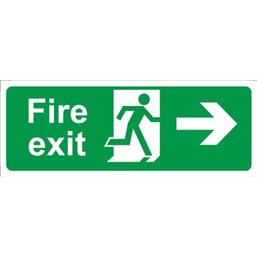 CASTLE PROMOTIONS Fire Exit Arrow Right - Self Adhesive Vinyl - 150mm x 400mm -