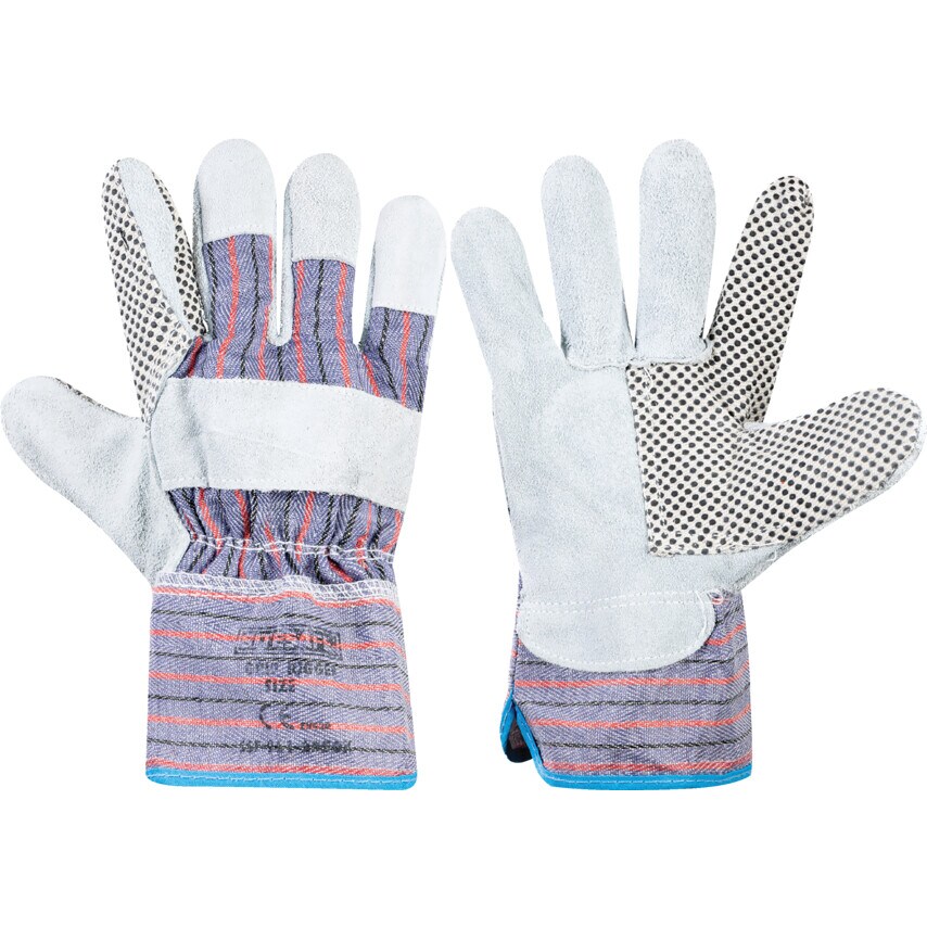 Sitesafe Standard Leather Rigger Gloveswith Maxgrip PVC Dots Grey (SIZE-11)