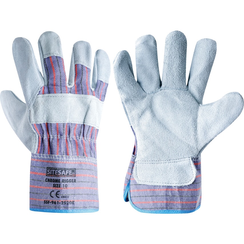 Sitesafe Contractors Standard Chrome Rigger Gloves Blue (SIZE-11)