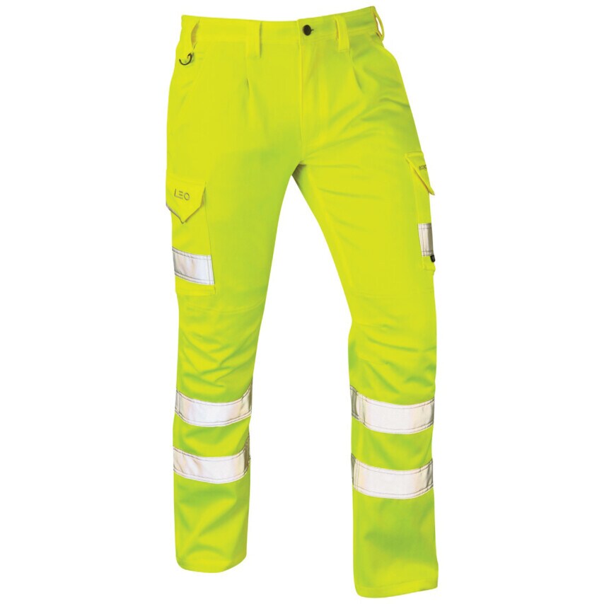 Leo Workwear Kingford Hi-Vis Trousers Yellow (48"T)