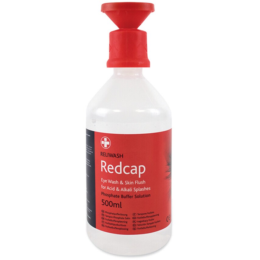 Reliwash Redcap Buffered Phosphate Solution 500ml with Eye Bath