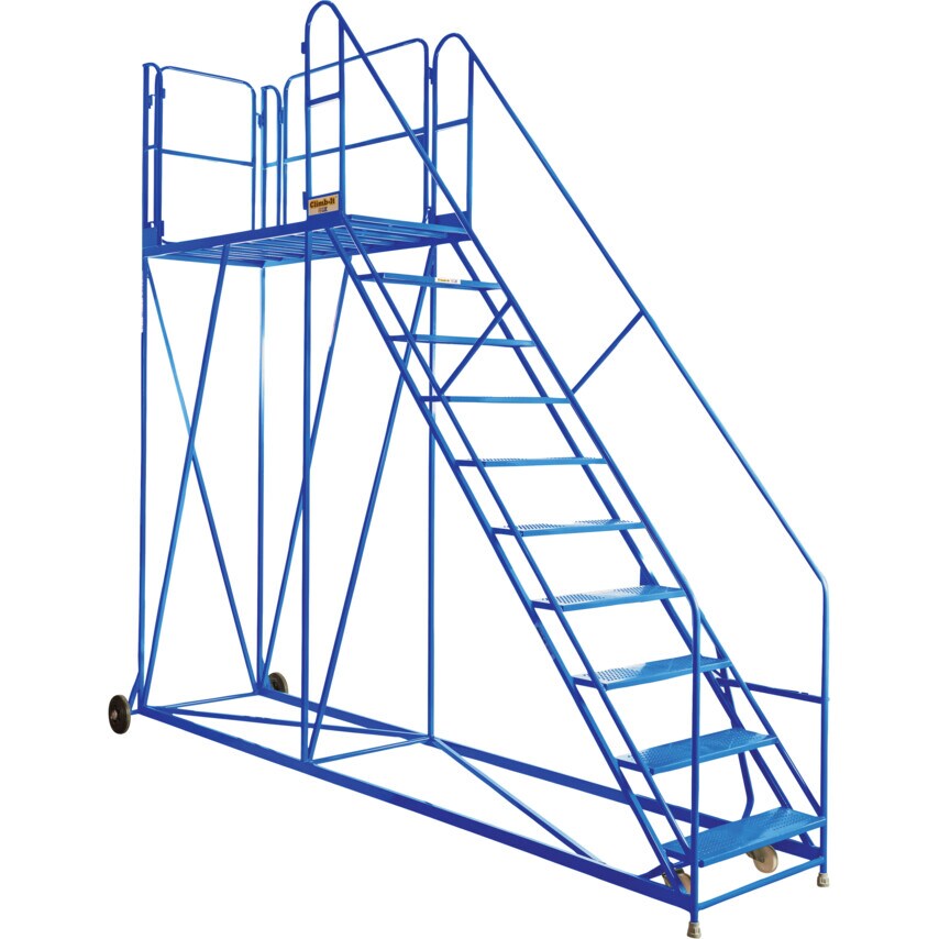 Climb-It Work Platform - Stand. Incline - 1200MM Platform - 7 Tread - Blue