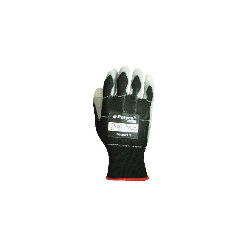 Polyco Matrix Touch 1 450 Palm-side Coated Black/White Gloves - Size 6