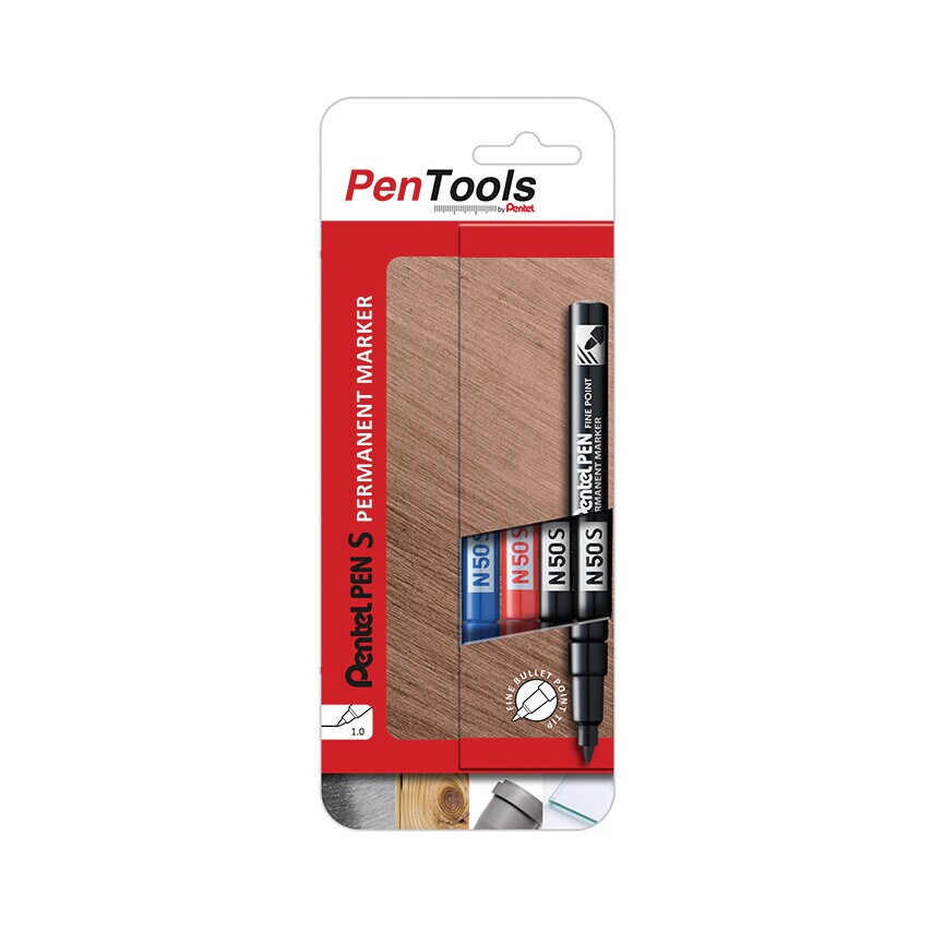 Pentel Pentools N50S Fine Permanent Markers Assorted (PK-4)