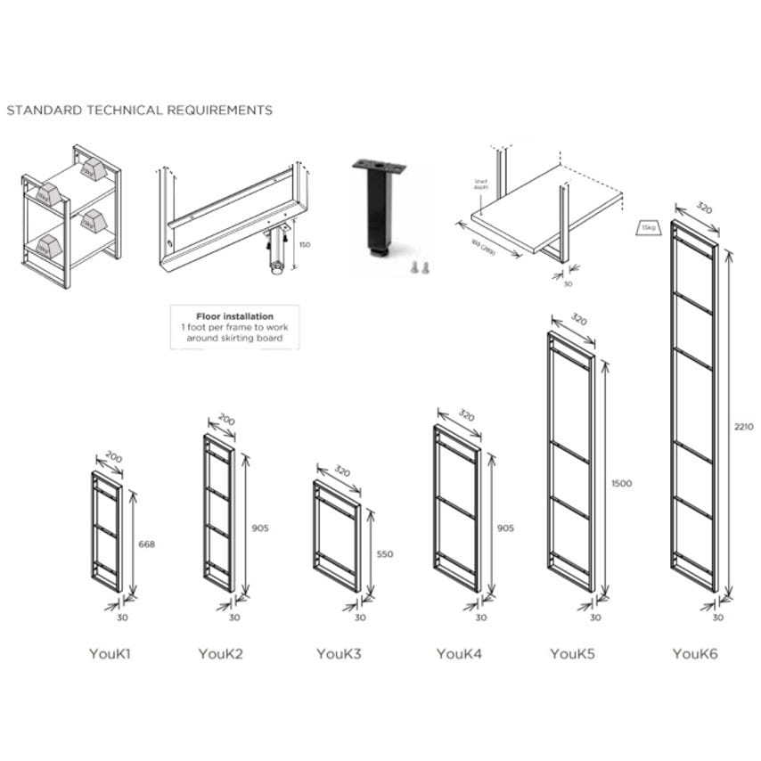 KESSEBOHMER YOUK Frame H550mmxD320mm for Shelving Unit