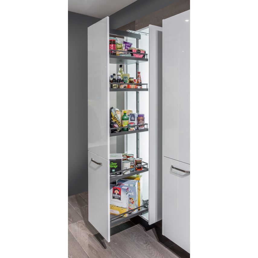 KESSEBOHMER Style Anthracite 300mm Studio Height Full Extension Larder Unit with