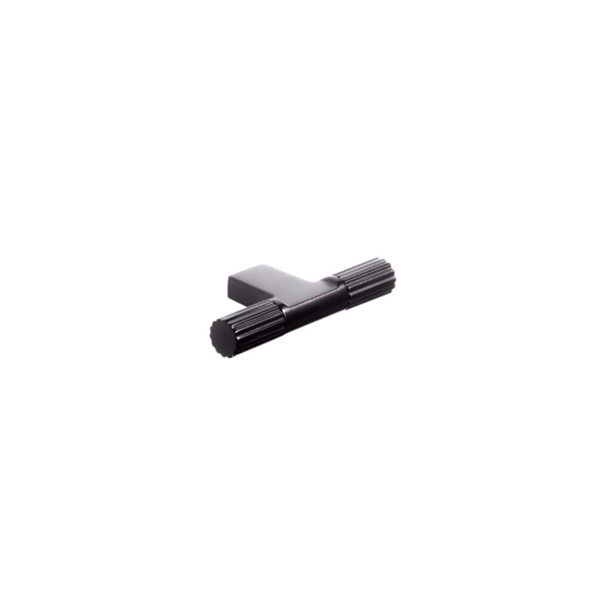 PWS Fluted T Bar Handle Central Hole Centre Matt Black