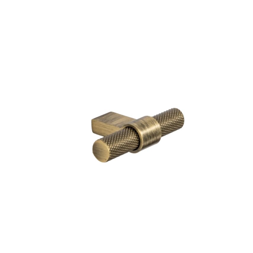 PWS Knurled T-Bar Handle Aged Brass Effect