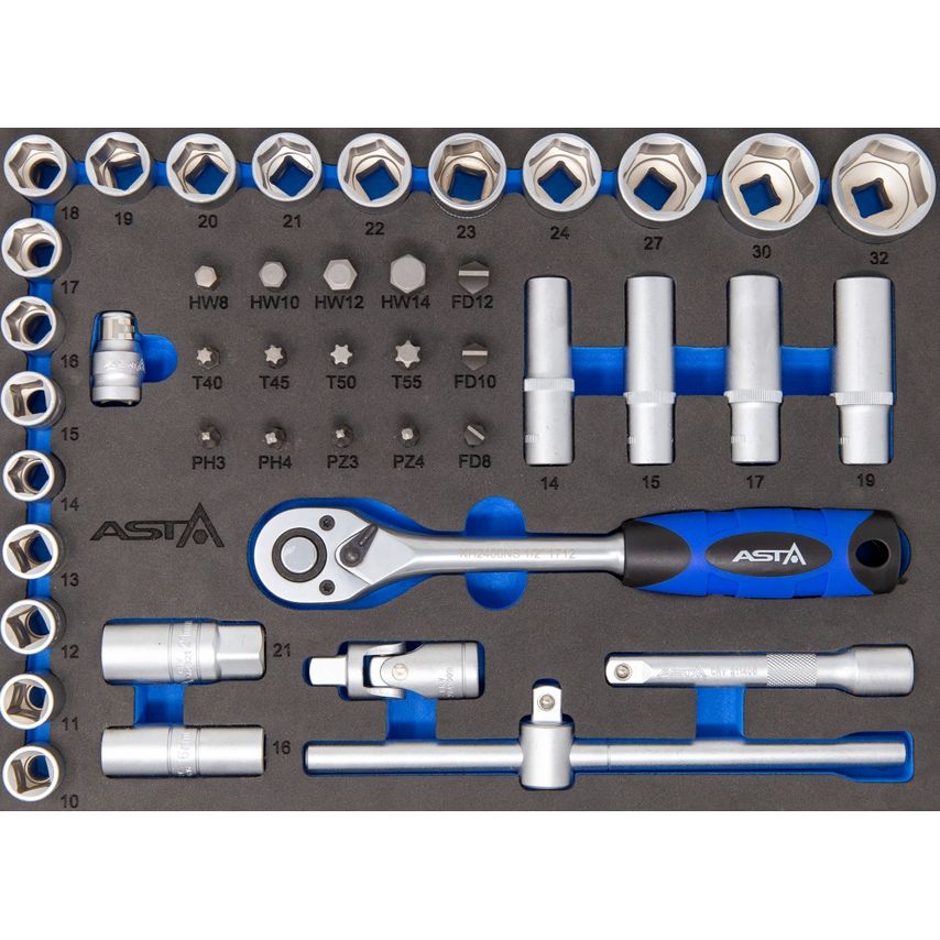 Shop ASTA Metric Socket Set 1/2" Drive In EVA Insert Foam Hex Star/Torx