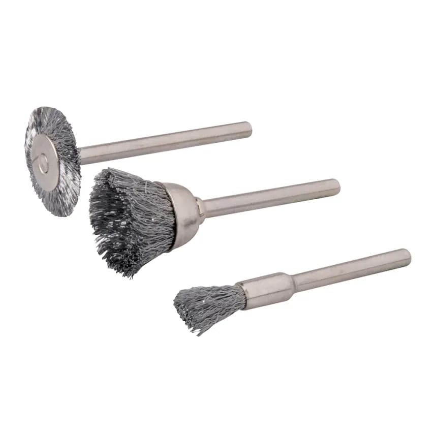Silverline Rotary Tool Steel Wire Brush Set 3 Piece 5, 15, 20mm Dia