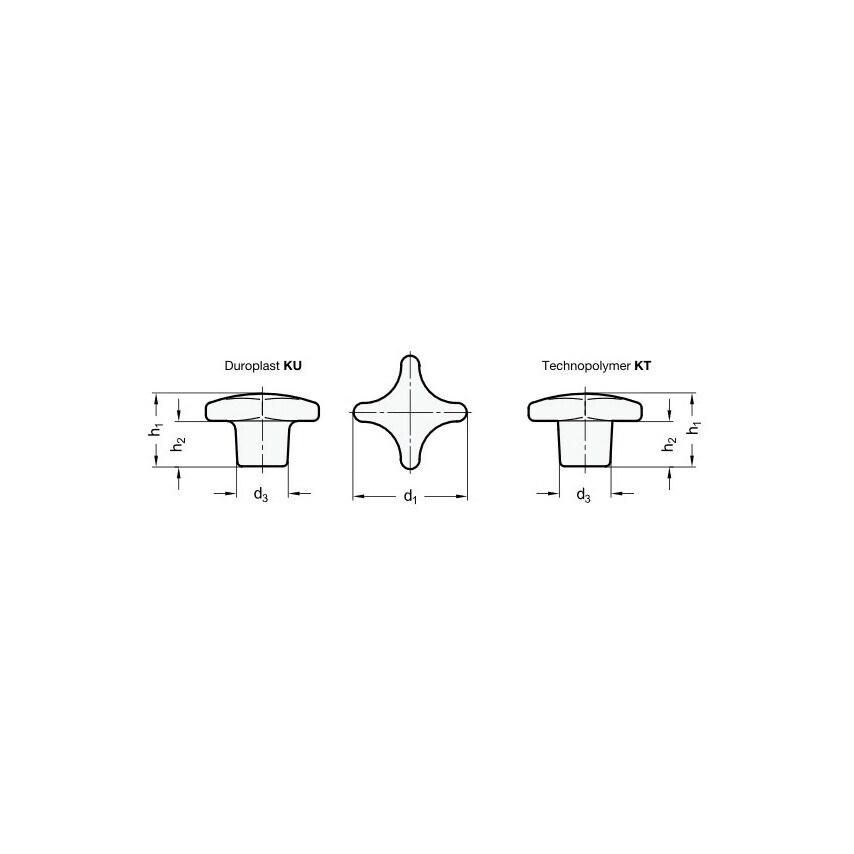 Ganter DIN6335 KU-20-M4-K-MS Plastic Star Knobs- you get 5