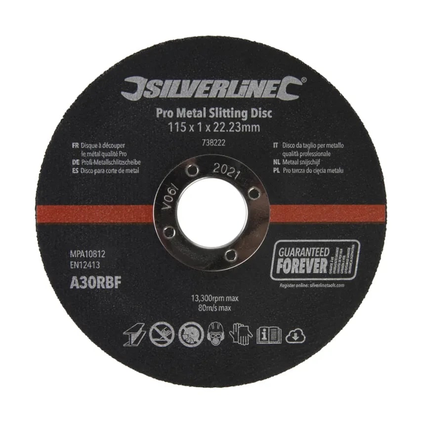 Silverline Pro Metal Slitting Disc 10pk 115 X 1 X 22.23mm