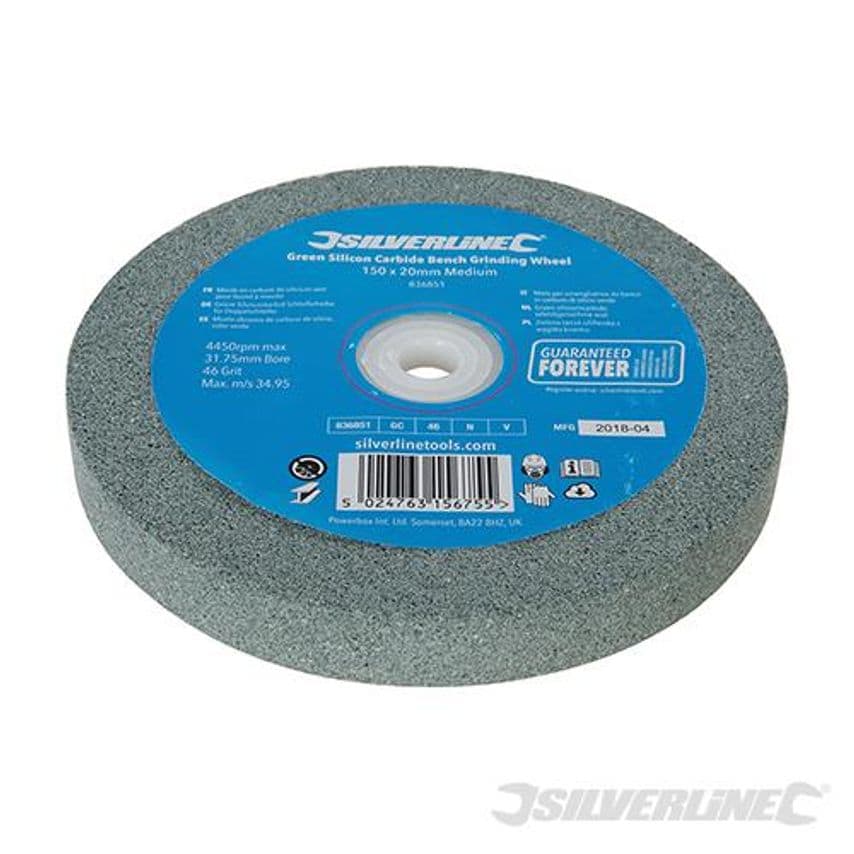 Silverline Green Silicon Carbide Bench Grinding Wheel 150 X 20mm Medium