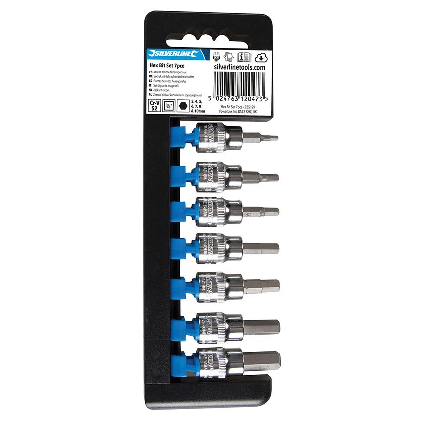 Silverline Hex Bit Set 3/8" Drive 7 Piece Hex 3 - 10mm
