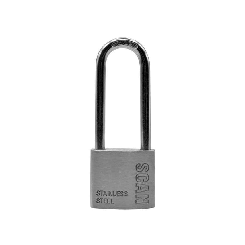 Scan Stainless Steel Padlock 38mm Long Shackle SCAPLSS38LS