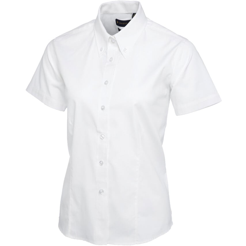 Uneek Short Sleeve Shirt, White, Women's, Size 10 (S)