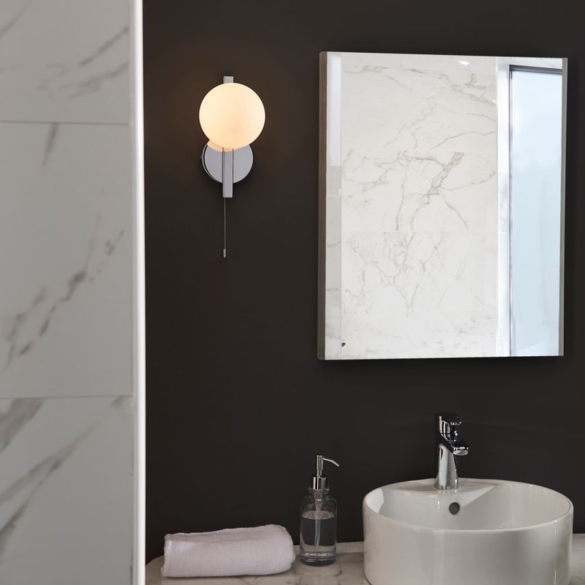 Merano Lighting Riomaggiore Bathroom Wall Lamp Chrome Plate & Matt Opal Glass IP