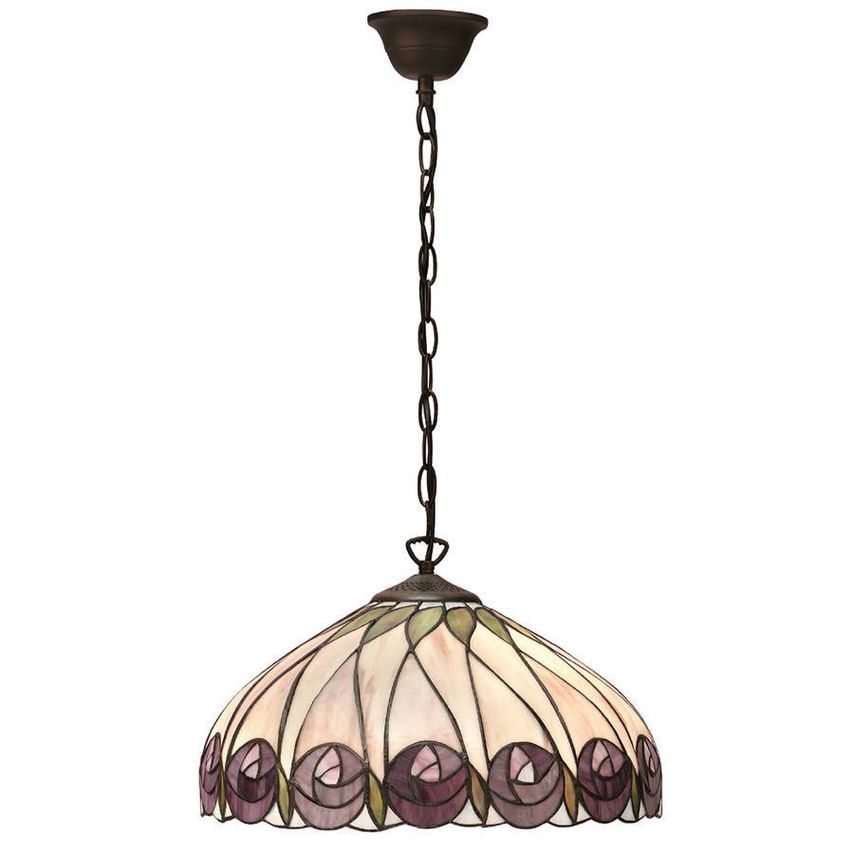 Interiors 1900 Hutchinson 1 Light Medium Ceiling Pendant Dark Bronze Tiffany Gla
