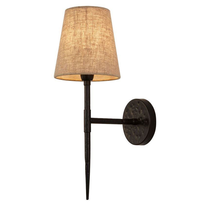 Netlighting Search Light EU Gothic Wall Light Hammered Black Natural Linen