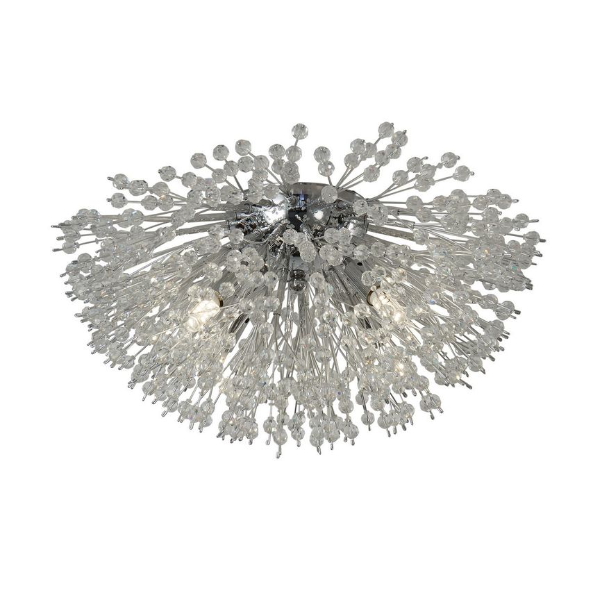 Searchlight Lighting Sunburst 4 Light Flush Chrome Glass Beads