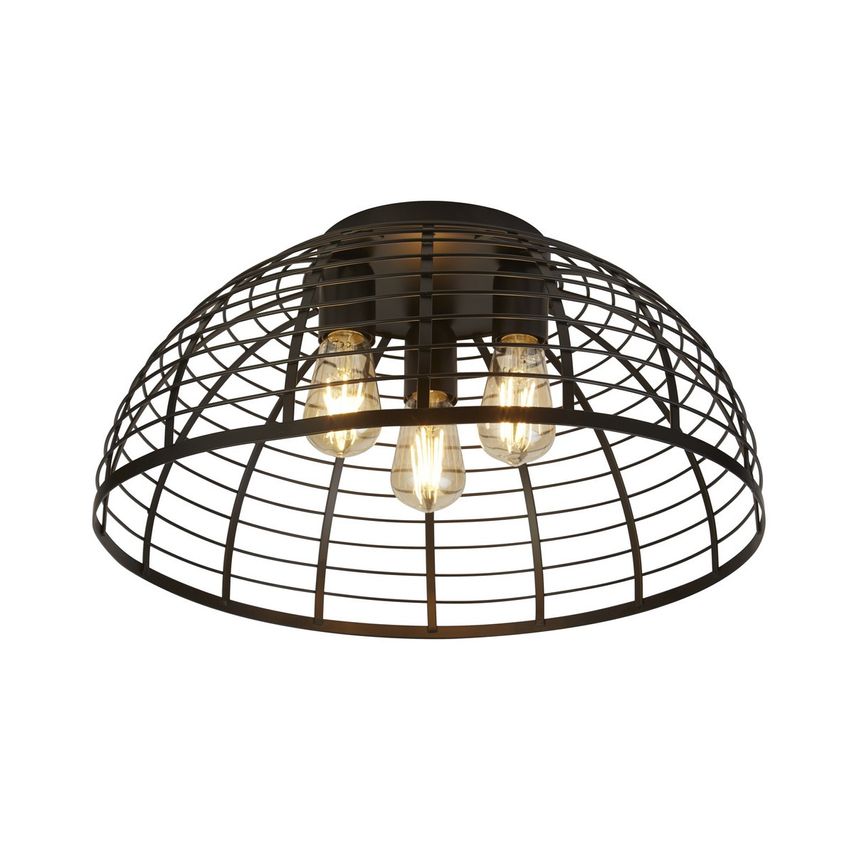 Searchlight Lighting Vision Cage 3 Light Flush Matt Black Metal