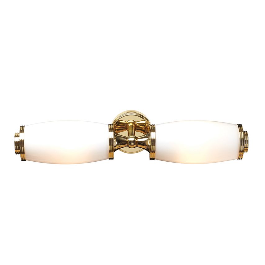Elstead Lighting Eliot 2 Light Bathroom Twin Wall Light Polished Brass IP44 G9