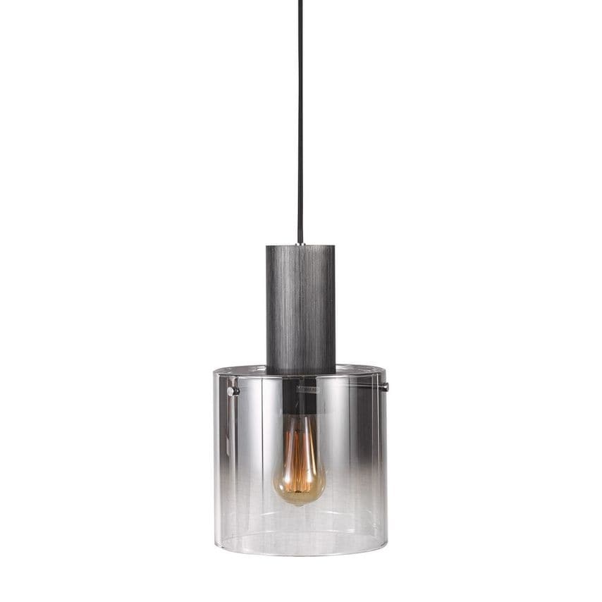 Italux Lighting Modern Hanging Pendant Black Smoky 1 Light with Glass Shade E27