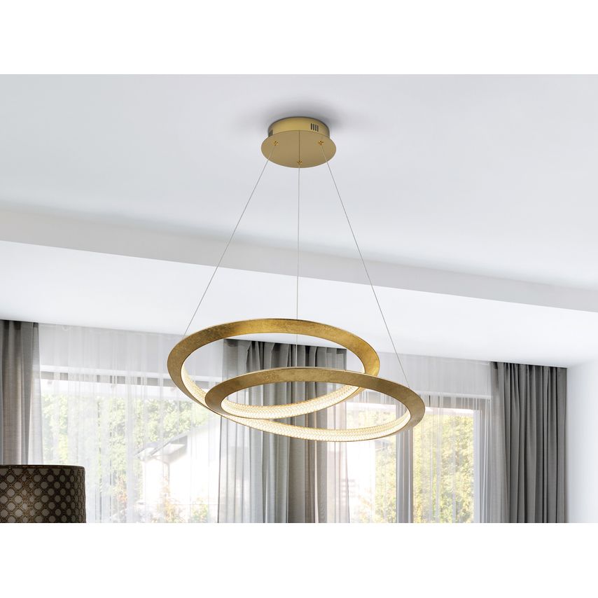 Schuller Eternity Integrated LED Pendant Ceiling Light Dimmable Gold 3000K Remot