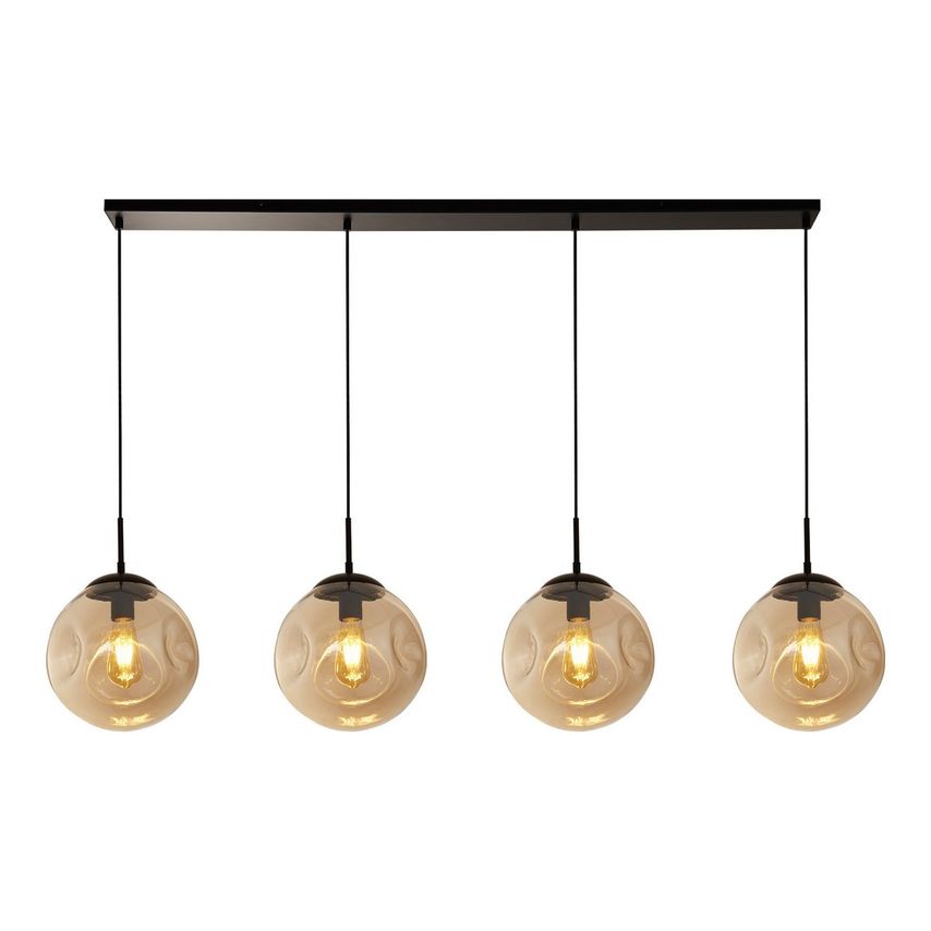 Searchlight Lighting Punch 4 Light Bar Pendant Black Champagne Punched Glass