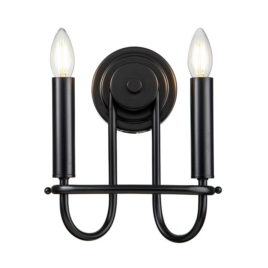 Elstead Lighting Capitol Hill 2 Light Candle Wall Lamp Black